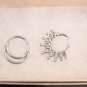 Pair Of Stainless Steel Septum / Daith Rings